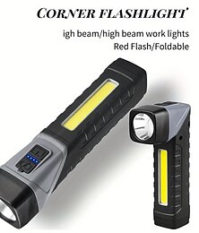 baratos -Nova lanterna portátil multifuncional com ângulo de 90 graus, carregamento usb com ímã, luz de trabalho, display de energia