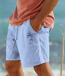 billiga -bomullsshorts för män sommarshorts strandshorts dragsko elastisk midja 3d-utskrift grafisk kokosnöt som andas mjuk kort ledig daglig semester streetwear hawaiian svart vit mikroelastisk