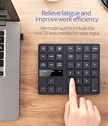 abordables -Clavier numérique sans fil USB 2,4 G 35 touches batterie rechargeable intégrée interface de charge de type C clavier numérique de comptabilité financière de bureau