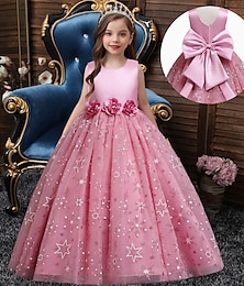 cheap -Kids Girls' Party Dress Solid Color Sleeveless Performance Wedding Special Occasion Elegant Fashion Polyester Pink Princess Dress Flower Girl's Dress Summer Spring Fall 2-13 Years Pink Wine Blue