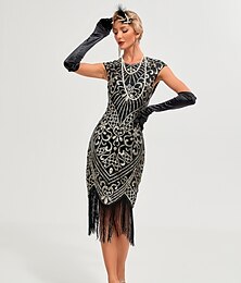 levne -Řvoucí 20s 20. léta 20. století Koktejlky Bubenové šaty Šaty Šaty na vánoční večírek Velký Gatsby Charleston Svatební host Flitry Třásně Maškarní kostým Dámské Vánoce předvečer Všech svatých Karneval