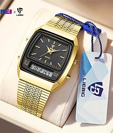 ieftine -liebig casual ceas bărbați digital dual time week aur sport 3bar ceasuri de mână cu quartz impermeabile ceas relogio masculino l1030
