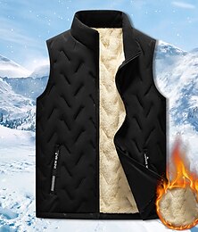 abordables -Hombre Abrigo de invierno Chaleco acolchado Cremallera Bolsillo Poliéster Bolsillo Exterior Cita Casual Diario Regular Moda Casual Forro Polar Mantiene abrigado Invierno Negro Caqui Gris Chaqueta
