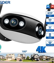 preiswerte -4 MP Panorama-WLAN-Überwachungskamera mit 180 Weitwinkel für den Außenbereich, Nachtsicht, CCTV-Sicherheitsschutz