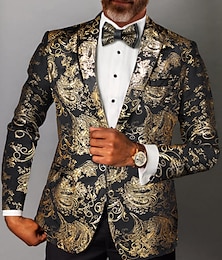 economico -Per uomo Giacca Blazer Giacca Di tendenza Festa Classico Floreale Blazer Argento Oro Taglio standard Monopetto - 1 bottone