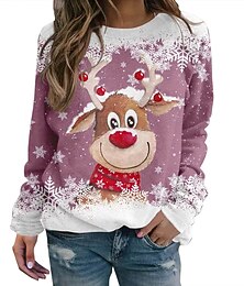abordables -Navidad Reno Sudadera Pullover Sudadera navideña divertida Impresión 3D Estampado Gráfico Para Pareja Hombre Mujer Adulto Navidad Carnaval Mascarada Impresión 3D Fiesta Festival