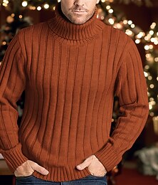 preiswerte -Weihnachtspullover, Rollkragenpullover für Herren, Pullover, Rippstrick, einfarbig, warm halten, modern, zeitgenössisch, Weihnachten, Alltag, Kleidung, Herbst und Winter, Schwarz, Weiß, S, M, L