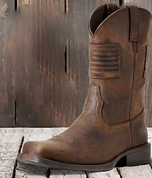 cheap -Men's Boots Cowboy Boots Daily PU Mid-Calf Boots Dark Brown Black Fall Winter