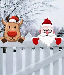 abordables -Decoración navideña para jardín y patio, cerca de alce de Papá Noel, decoración navideña para exteriores, 1 ud.