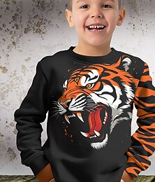 cheap -Boys 3D Tiger Sweatshirt Pullover Long Sleeve 3D Print Fall Winter Fashion Streetwear Cool Polyester Kids 3-12 Years Outdoor Casual Daily Regular Fit