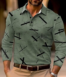 economico -Per uomo Geometrico Polo Maglia da golf Manica Lunga Magliette polo Camicie con Colletto Business Casual Abbigliamento da lavoro Abbigliamento Formale Abbigliamento da festa Stampa 3D Bottoni Autunno