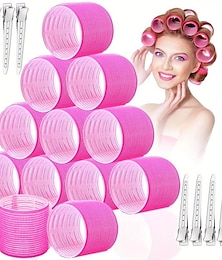 abordables -24 pièces bigoudis jumbo rouleaux avec clips rouleau à cheveux auto-agrippant pour cheveux longs moyens courts épais cheveux fins frange volume coiffure bricolage rouleau à cheveux