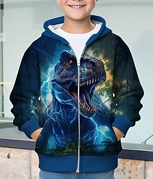 economico -Da ragazzo 3D Dinosauro Felpa con cappuccio Cappotto Soprabiti Manica lunga Stampa 3D Autunno Inverno Di tendenza Streetwear Fantastico Bambino 3-12 anni Esterno Informale Giornaliero Standard
