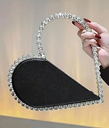 cheap -Women's Clutch Evening Bag Wristlet Clutch Bags Party Bridal Shower Holiday Crystals Lightweight Durable Multi Carry Solid Color Silver Black White
