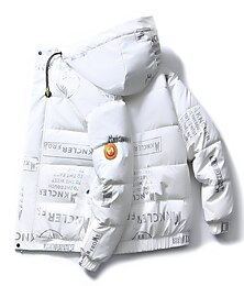 Недорогие -Муж. Зимнее пальто Пуховик Куртка с капюшоном Имитирующий шелковый хлопок С капюшоном на открытом воздухе На каждый день Короткая С защитой от ветра Сохраняет тепло Наступила зима