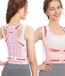 billiga -ryggstödshållningskorrigerare för kvinnor: axeluträtare justerbart ryggstöd i övre och nedre delen av ryggen smärtlindring - skolios puckelpuckel bröstryggradskorrigerare rosa stor