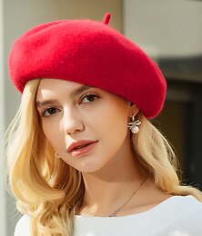 abordables -Chapeaux Laine Béret Chapeau Mariage Casual Course de chevaux Classique la demoiselle Mariage Avec Couleur Pure Casque Couvre-chef