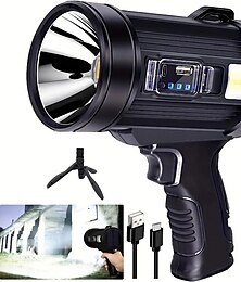 economico -torcia con faretto ricaricabile, faretto ultra luminoso da 200000 lumen con supporto con 3 modalità principali e 4 filtri colore, faretto led da esterno palmare, cavo usb incluso, adatto per la
