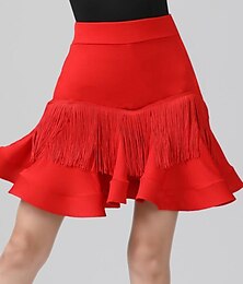 olcso -Latin tánc Szoknyák Rakott Rojt Tiszta Szín Női Teljesítmény Edzés Magas Spandex