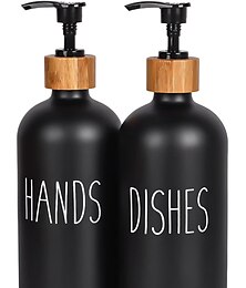 זול -סט מתקן סבון זכוכית עם מגש על ידי אסמים מוארים יותר לאמבטיה/מטבח מתקן סבון יד וכלים לכיור מטבח אמבטיה - מתקן סבון ביתי (500 מ"ל*2)