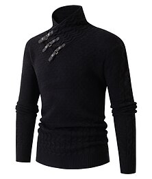 abordables -Homme Pull à col roulé Pull A côtes Tricoter Hauts réguliers Tricoté Plein Col Roulé Moderne contemporain Travail Usage quotidien Vêtement Tenue Hiver Noir Gris foncé S M L
