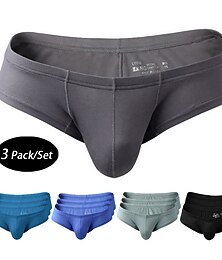 economico -Per uomo 3 pezzi Slip boxer Biancheria intima Capitale Lavabile Comodo Tinta unica A vita bassa Nero Grigio scuro