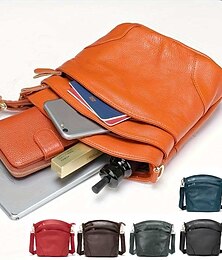 billiga -vattentät och slitstark crossbody-väska i äkta läder för kvinnor - mångsidig axelväska i flera lager med clutchdesign