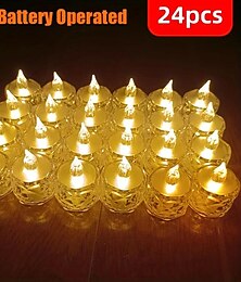 economico -24 candele elettroniche a led, mini luci da tè con proiezione di rifrazione a forma di rosa, candele senza fiamma a led alimentate a batteria per San Valentino, Natale, matrimoni