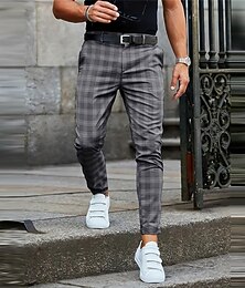 abordables -Plaid Entreprise Homme Impression 3D Pantalon Extérieur Usage quotidien Vêtement de rue Polyester Noir Bleu Kaki S M L Taille médiale Élasticité Pantalon