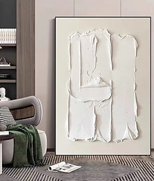billiga -tung texturerad tjock akryl 3d abstrakt beige vit oljemålning duk bild väggkonst handmålad inramad konstverk sträckt ram redo att hängas