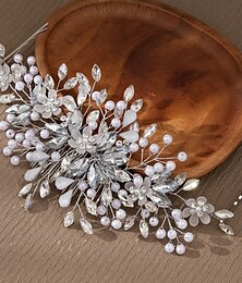 cheap -Hair Combs Headpiece Imitation Pearl Rhinestone Wedding Cocktail Elegant Luxury With Faux Pearl Crystals Headpiece Headwear