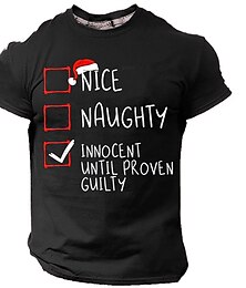 お買い得  -クリスマス メンズ おもしろ クリスマス 3D Tシャツ グラフィック レター 帽子 デイリー デザイナー レトロ ビンテージ 3D プリント Tシャツ スポーツ アウトドア 休日 お出かけ ブラック ブルー レッド&amp;ホワイト 半袖 クルーネック 春