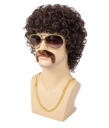 cheap -Disco Wig70'S Costumes Wig Afro Wig Men Short Curly Natural Fluffy Synthetic hair Wig for Halloween Disco Party