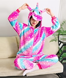baratos -Kid's Adults' Kigurumi Pajamas Nightwear Unicorn Animal Onesie Pajamas Funny Costume Flannel Cosplay For Men and Women Boys and Girls Christmas Animal Sleepwear Cartoon