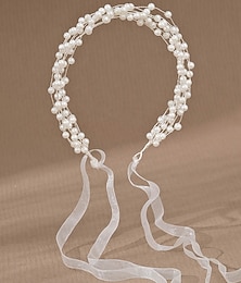 ieftine -Banderolele Accesoriu de Păr Imitație de Perle Aliaj Nuntă cocktail Lux Elegant Cu Perlă Artificială Culoare Pură Diadema Articole Pentru Cap