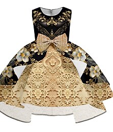 levne -Girls ' 3D Květinový Šaty na párty Bez rukávů 3D tisk Léto Jaro Podzim Dovolená Párty Zvláštní příležitosti Elegantní Princeznovské Krásná Děti 3-12 let Šaty na párty Swingové šaty Áčkové šaty Nad