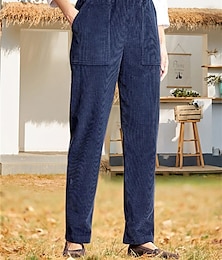 economico -pantaloni chino da donna pantaloni lunghi tasca in velluto a coste taglio alto vita alta streetwear casual all'aperto strada nero bianco s m inverno autunno / autunno