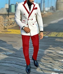 billige -Men's fest dresser hjemmekomst dresser svart rosa ensfarget skreddersydd passform 2 deler dobbeltspent seks knapper