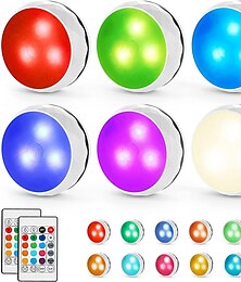 economico -led puck light 3/6 pezzi luce sottopensile 13 colori faretto led infrarossi rgb touch armadio dimmer ambientale luce notturna pat hockey timer luce con telecomando