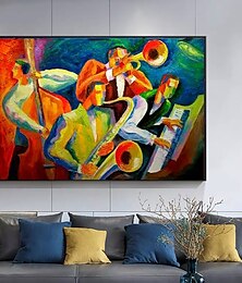 cheap -Handmade Oil Painting Canvas Wall Art Decoration Famous Figure Abstract Music Concert for Home Decor Rolled Frameless Unstretched Painting