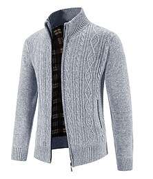 preiswerte -Herren Strickjacke Kurzer Pullover Gerippt Stricken Standard Strick Mit Kapuze Warm-Ups Moderne zeitgenössische Freizeitskleidung Ausgehen Bekleidung Herbst Winter Weinrot Blau M L XL