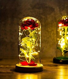 economico -Luce a led rosa eterna: aggiungi un bagliore romantico alla tua casa con una lampada da tavolo a fiori in lamina - perfetta per l'arredamento della camera, bomboniere, regalo di San Valentino, luci
