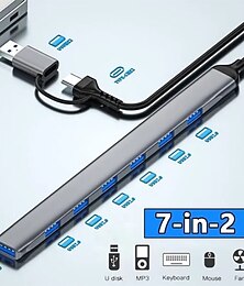 halpa -7 porttia 2 in 1 usb 3.0 hub type-c sovitin usb 2.0 nopea siirto moniporttinen usb-jakaja laajennin PC-tietokoneelle
