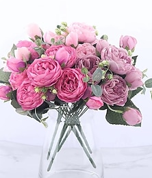 billige -1pc Artificial Flower Stem, Silk Peony, Artificial Flowers Bouquet, Fake Flowers For Home Wedding Decoration Mother's Day Gifts Birthday Gifts