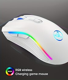 ieftine -mouse fără fir de 2,4 g rgb light reîncărcabil 4800 dpi reglabil usb plug and play mouse optic joc acasă birou alb/negru