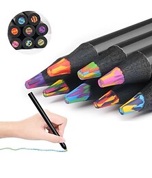 preiswerte -8 Stück Regenbogenstifte, Buntstifte für Kinder, gemischter Kern, Buntstifte aus Holz, verschiedene Farben, Buntstifte zum Zeichnen, Malen, Skizzieren
