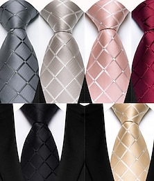 billige -klassisk stripete menn slips rosa grønn blå silke slips sett for menn lommetørkle mansjettknapper bryllup formell hals slips gfit for menn