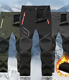 economico -da uomo pantaloni foderati in pile pantaloni neri impermeabili pantaloni softshell inverno all'aperto antivento termico caldo 4 tasche con cerniera elastico in vita pantaloni leggeri navy arrampicata viaggio sci / snowboard