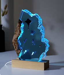 economico -mante e coppia sub resina luce notturna sirena balena ufficio desktop arte ornamenti naufragio polpo regalo di natale lampada da notte in resina in legno massello