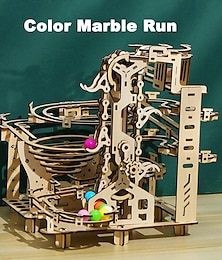 cheap -3D Wooden Puzzle Marble Run Set DIY Mechanical Track Electric Manual Model Building Block Kits Assembly Toy Gift for Teens Adult